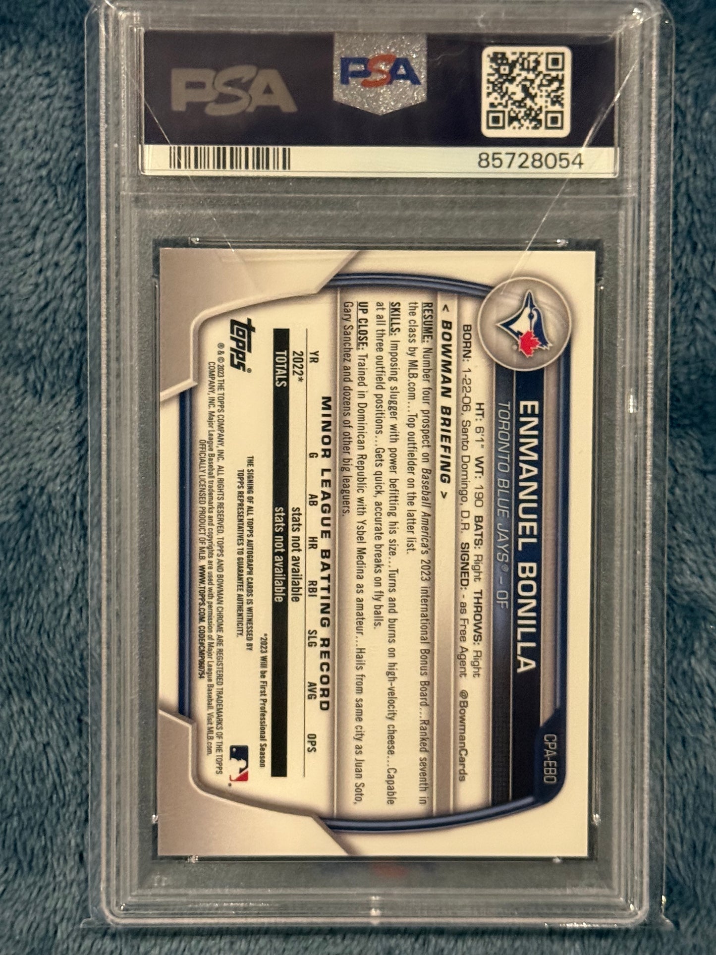 2023 Bowman Chrome Enmanuel Bonilla Speckle Auto PSA 10