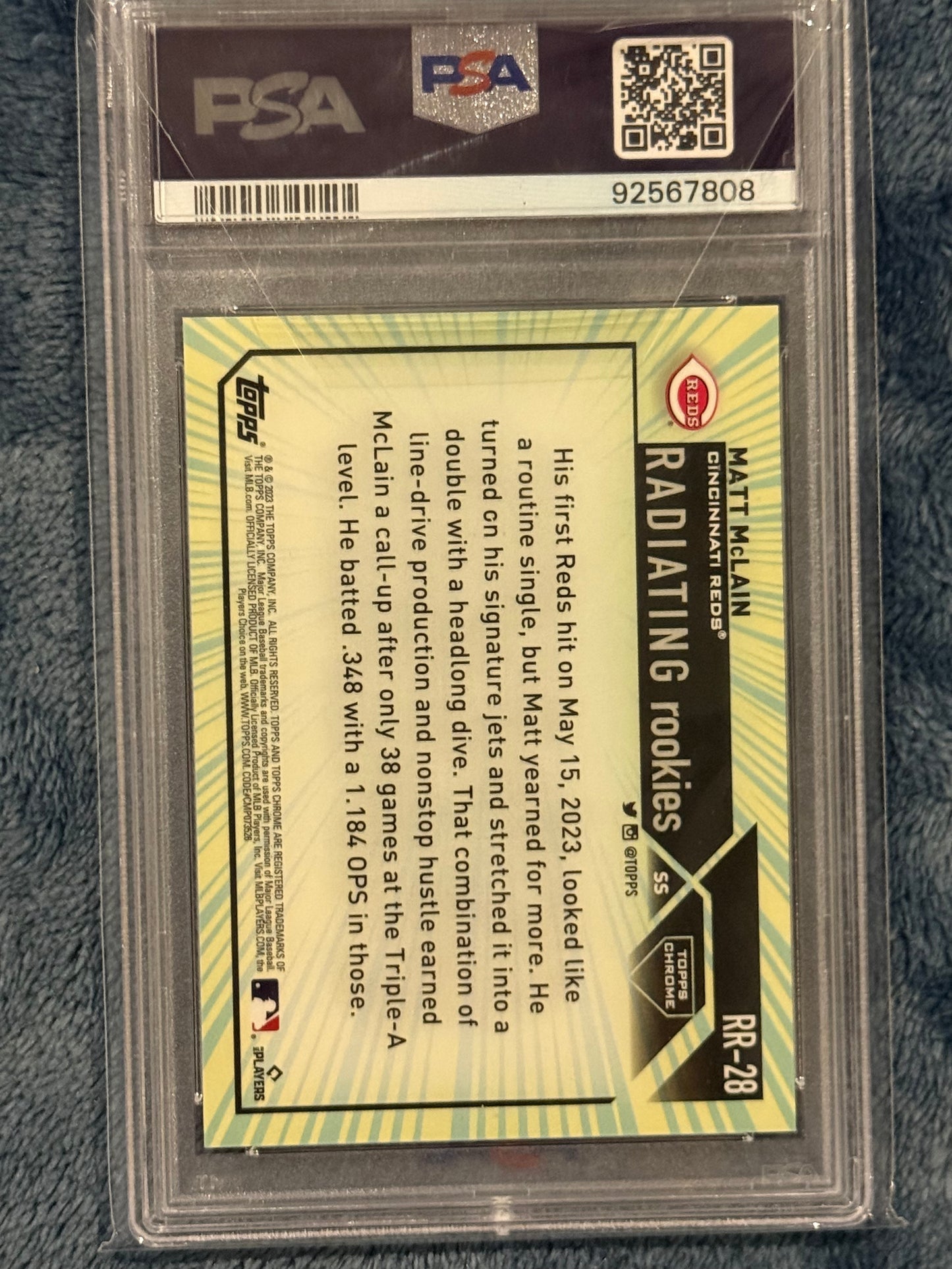 2023 Topps Chrome Radiating Rookies Matt McLain PSA 10