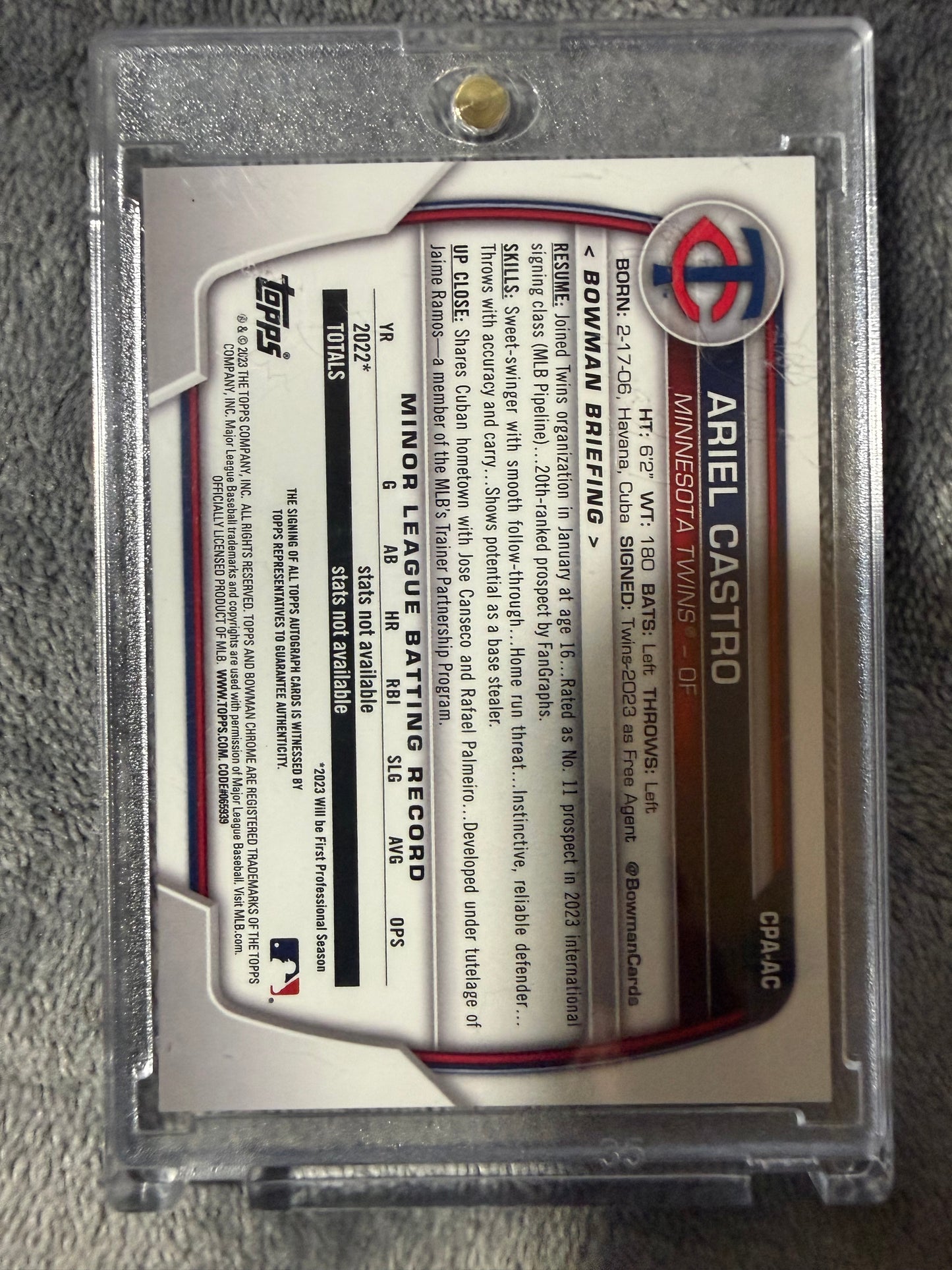Bowman Chrome Ariel Castro 1st Bowman Auto Minnesota Twins