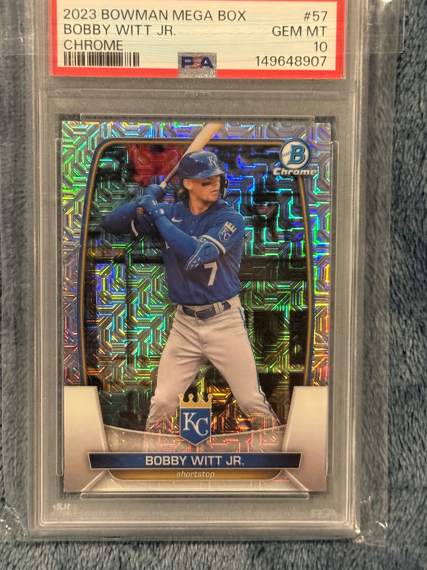 2023 Bowman Mega Box Bobby Witt Jr. Mojo Refractor PSA 10