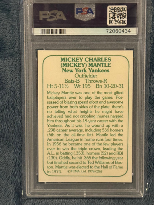 1978 TCMA The 1960s Mickey Mantle PSA 9