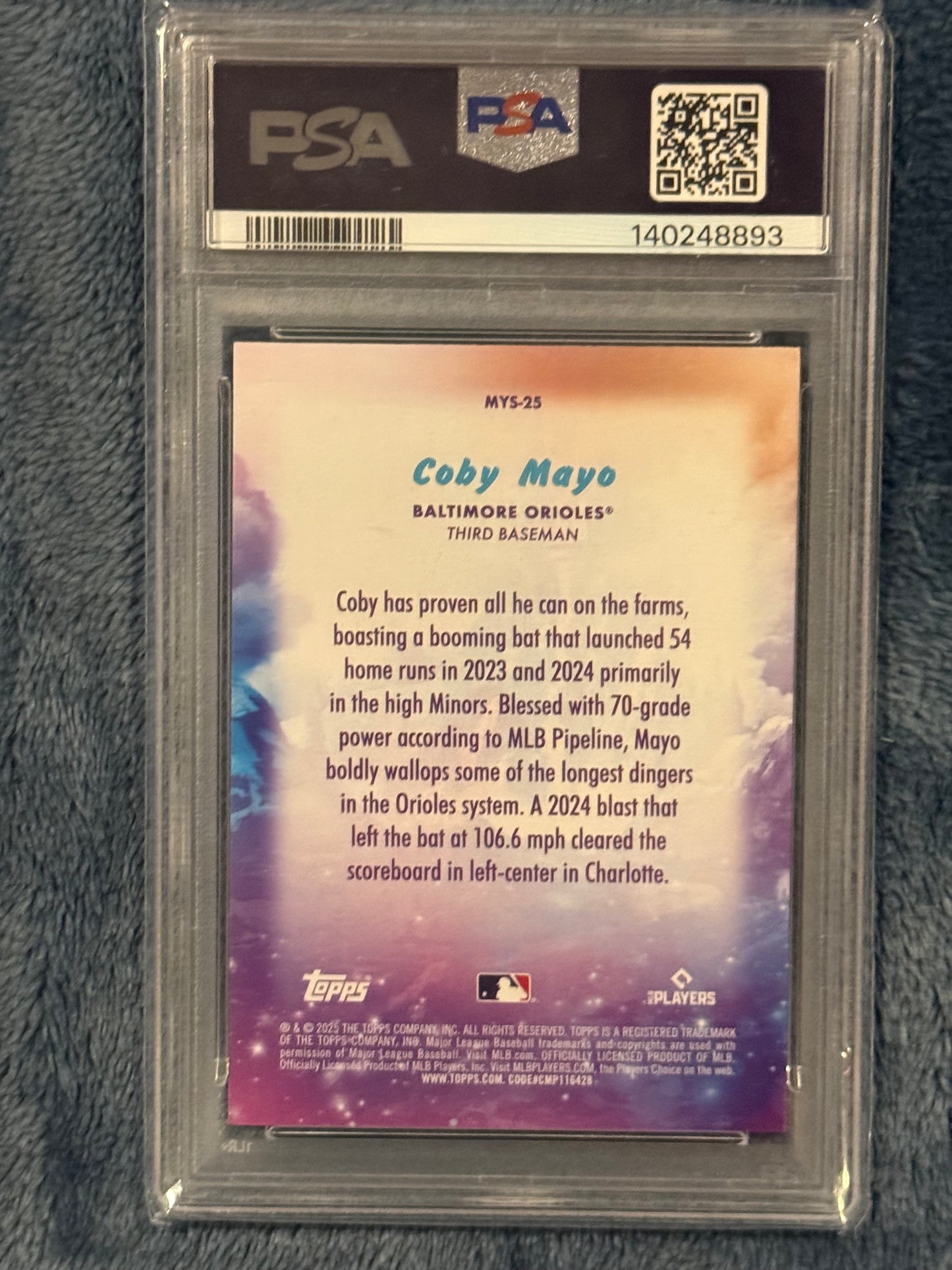 2025 Topps Update Mystical Coby Mayo Rookie PSA 10