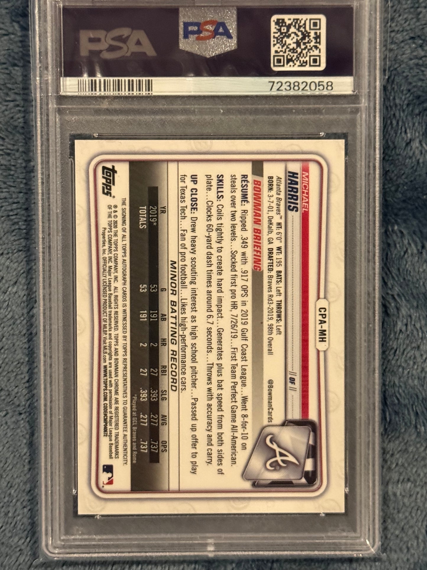 2020 Bowman Chrome Michael Harris II 1st Bowman Auto PSA 10