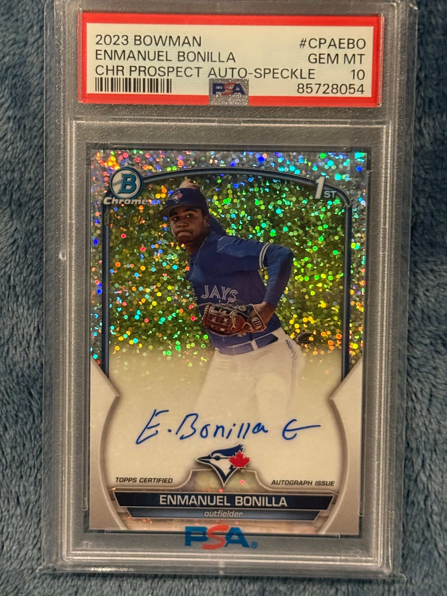 2023 Bowman Chrome Enmanuel Bonilla Speckle Auto PSA 10
