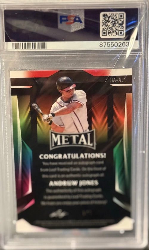 PSA 10 Andrew Jones 1/1 Auto 2023 Leaf Metal Sky Crystal GEM MT Braves HOF